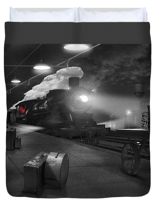 Transportation Duvet Cover featuring the photograph The Station - Panoramic by Mike McGlothlen