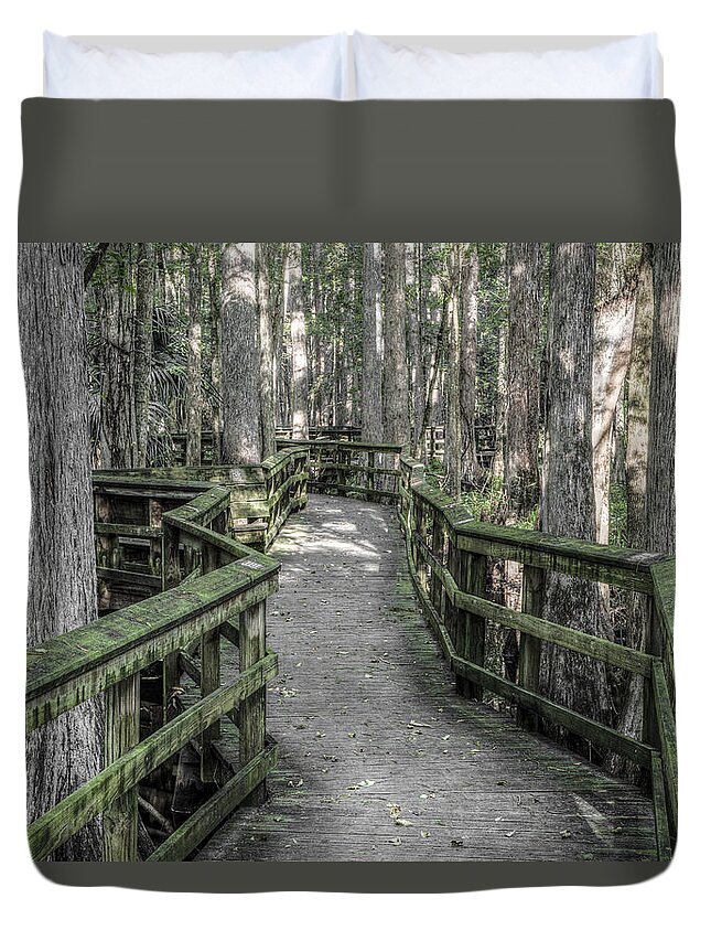 Florida Duvet Cover featuring the photograph The Straight and Narrow by Debra and Dave Vanderlaan