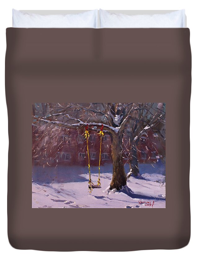 Swinger Duvet Cover featuring the painting The Swinger by Ylli Haruni