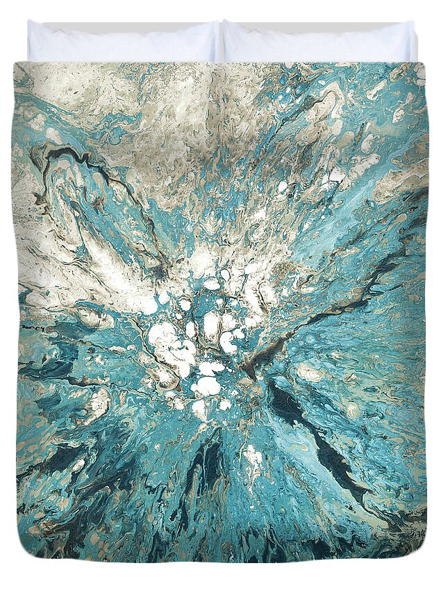 The Duvet Cover featuring the painting The Teal Sea by M. Mercado