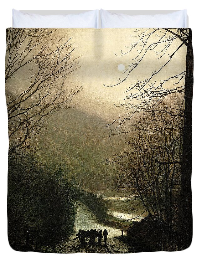 Grimshaw Duvet Cover featuring the painting The Timber Wagon by John Atkinson Grimshaw