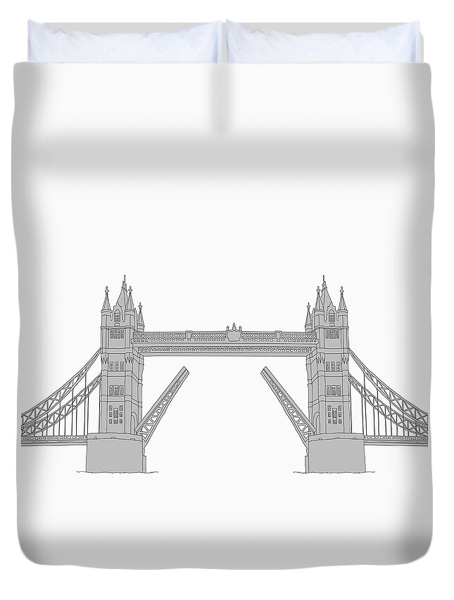 Drawbridge Duvet Cover featuring the digital art The Tower Bridge by Malte Mueller