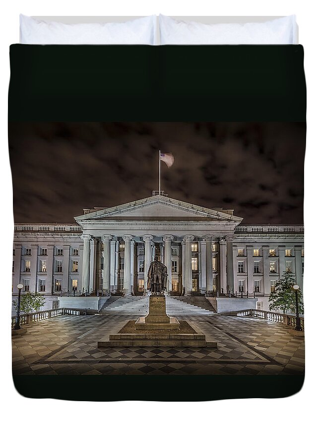 Building Duvet Cover featuring the photograph The Treasury Department by David Morefield