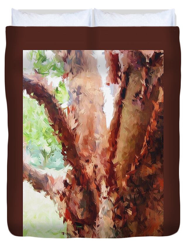 Tree Duvet Cover featuring the painting The trees in Spring time by Robert Margetts