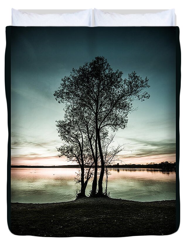 Ammersee Duvet Cover featuring the photograph The Trees Silhouette by Hannes Cmarits