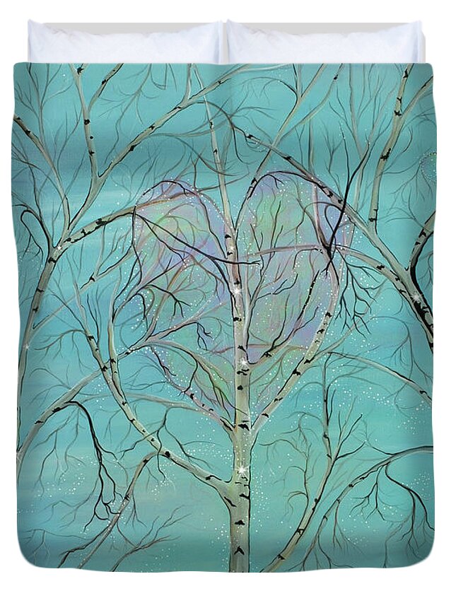 Tree Canvas Prints Duvet Cover featuring the painting The Trees Speak To Me In Whispers by Deborha Kerr