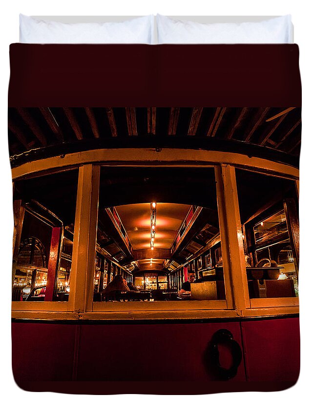 Urban Duvet Cover featuring the photograph The Trolley by Steven Reed