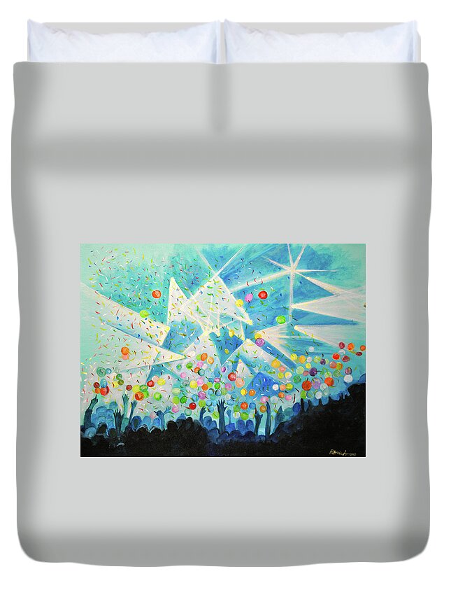 Party Duvet Cover featuring the painting The Um Party by Patricia Arroyo