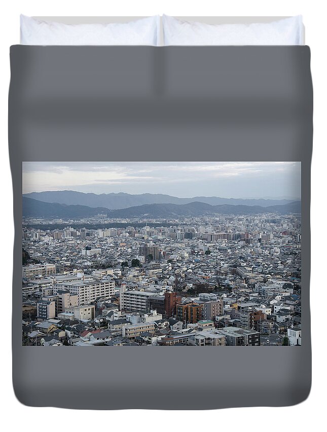 Tranquility Duvet Cover featuring the photograph The View Of Kyoto City by Kaoru Hayashi