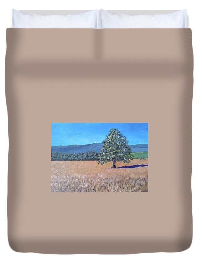 Oak Trees Duvet Cover featuring the painting The View by Suzanne Theis