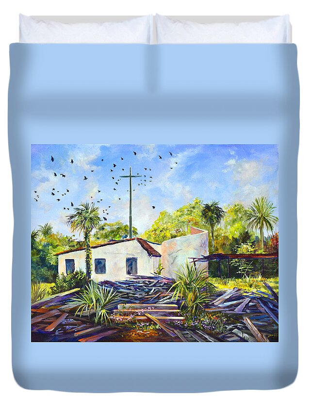 Turkey Vultures Duvet Cover featuring the painting The Wake by AnnaJo Vahle