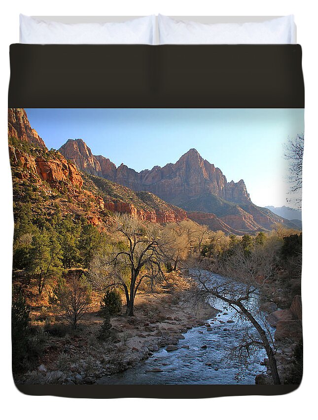 Zion National Park Duvet Cover featuring the photograph The Watchman by Ed Riche