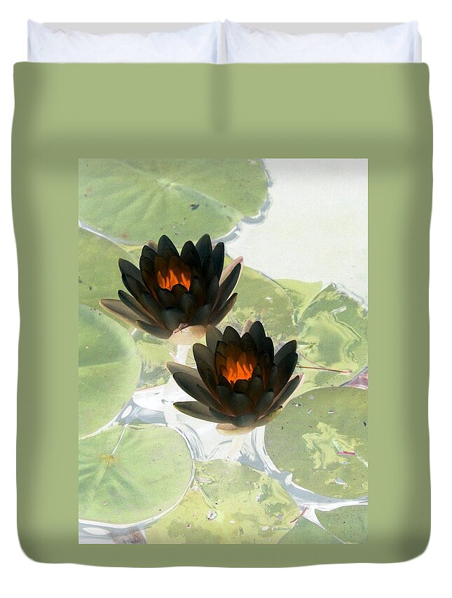 Water Lilies Duvet Cover featuring the photograph The Water Lilies Collection - PhotoPower 1040 by Pamela Critchlow