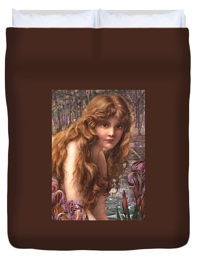 Henry Ryland Duvet Cover featuring the digital art The Water Nymph by Henry Ryland