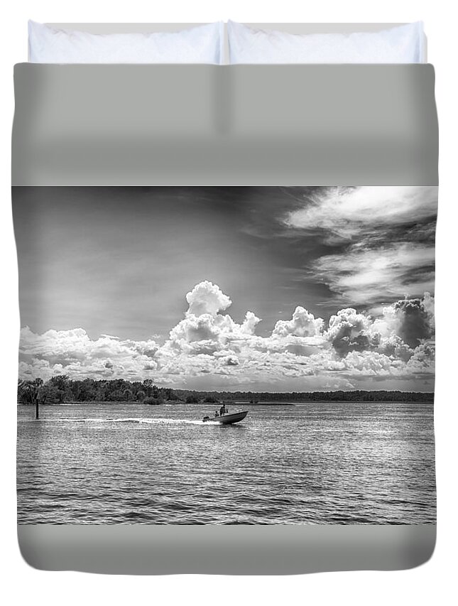  Duvet Cover featuring the photograph The Water Skier by Howard Salmon