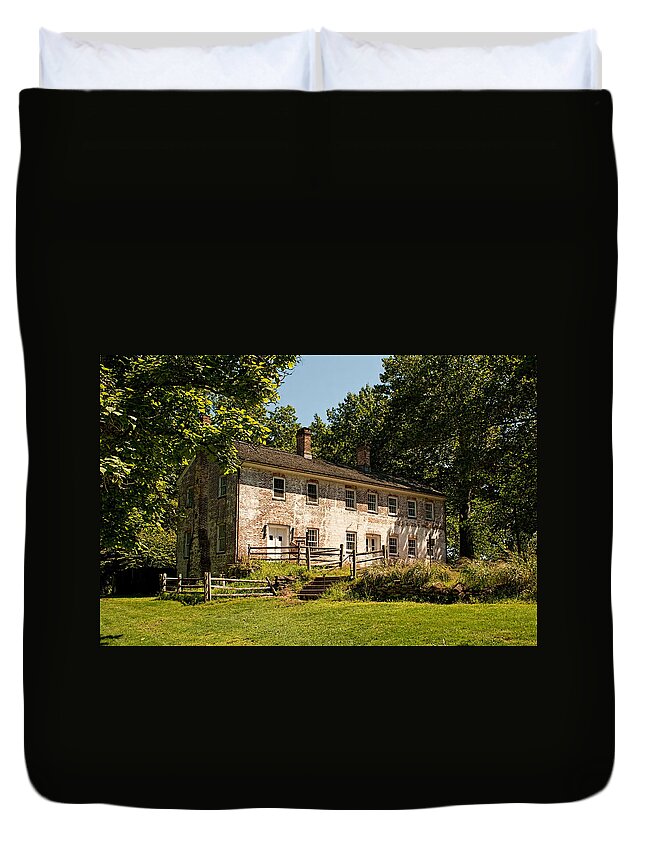 Wheelwright Duvet Cover featuring the photograph The Wheelwright Shop - Allaire by Kristia Adams