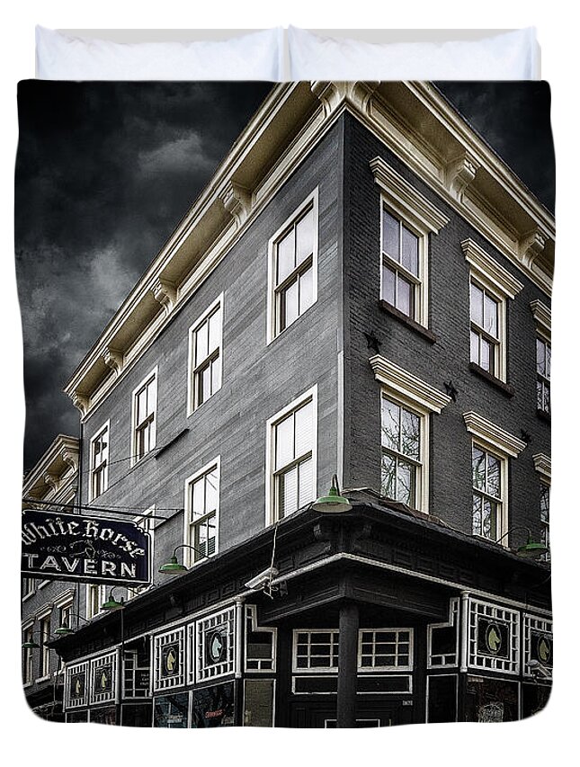 Bar Duvet Cover featuring the photograph The White Horse Tavern by Chris Lord