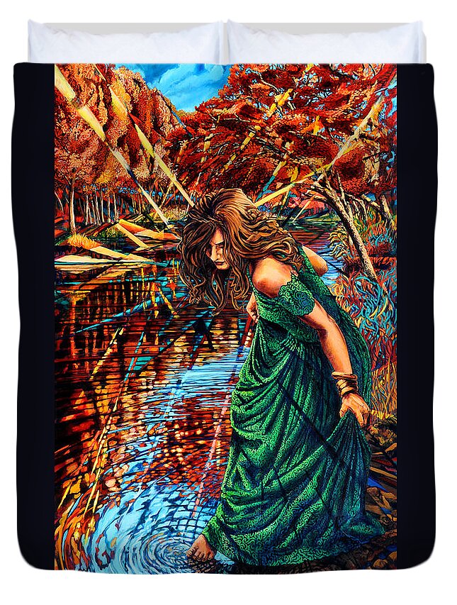 Girl Duvet Cover featuring the painting The World Unseen by Greg Skrtic