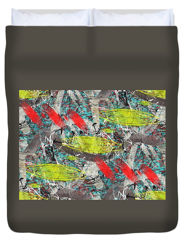 Abstract Duvet Cover featuring the digital art The Writing On The Wall 18 by Tim Allen