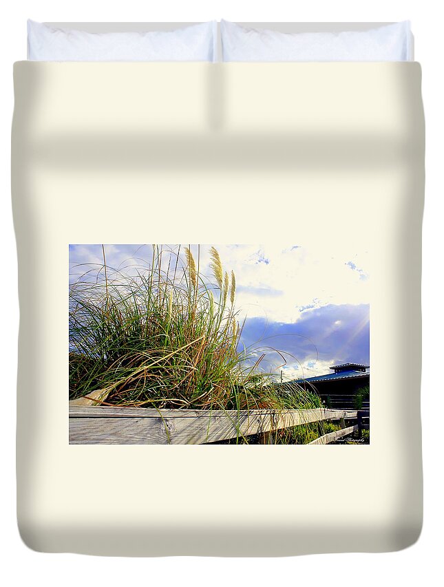 Sea Oates Duvet Cover featuring the photograph Therapeutic View by Debra Forand