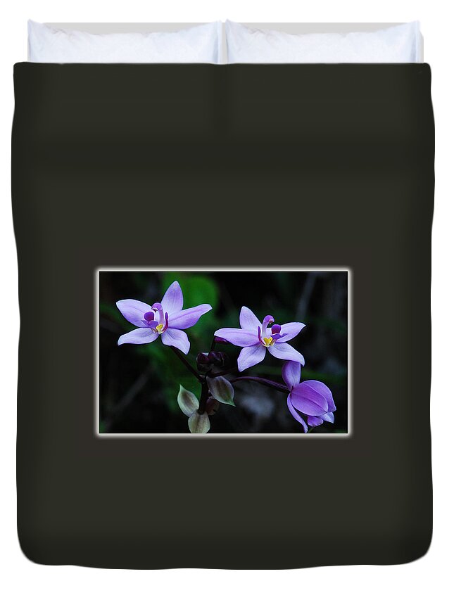 Orchid Duvet Cover featuring the photograph There is always a Bright Spot by Michael Peychich