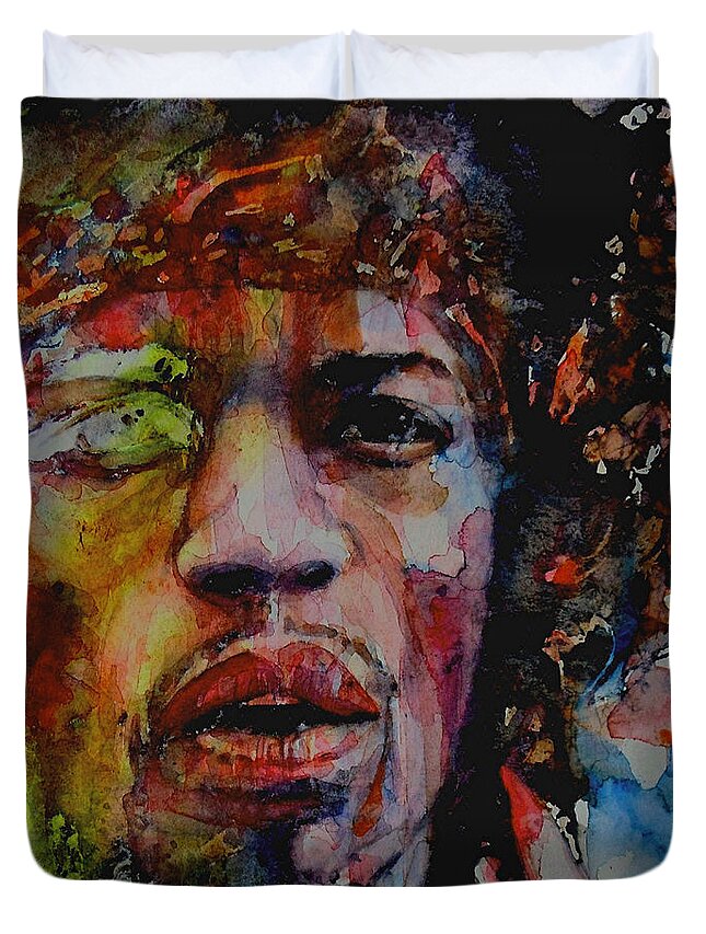 Hendrix Duvet Cover featuring the painting There Must Be Some Kind Of Way Out Of Here by Paul Lovering