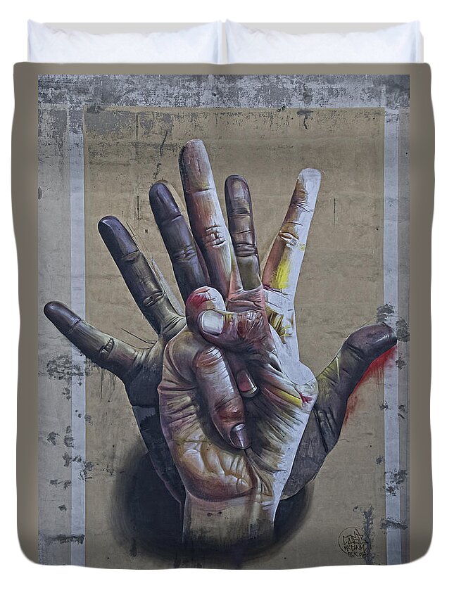 Graffiti Duvet Cover featuring the photograph These Are The Hands . . . by Joachim G Pinkawa