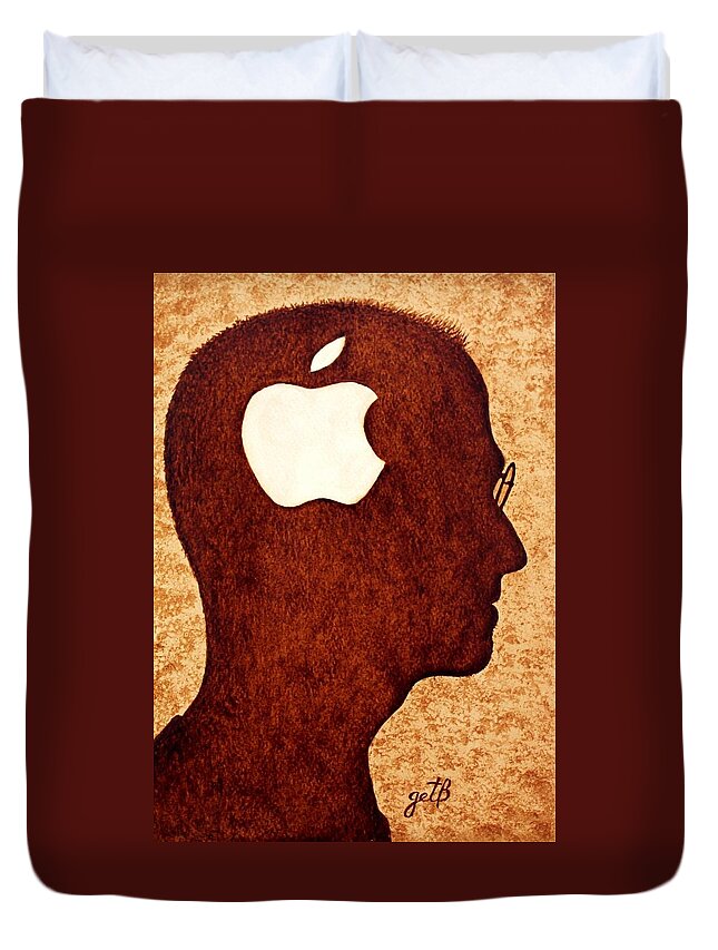 Steve Jobs Duvet Cover featuring the painting Think Different Tribute to Steve Jobs by Georgeta Blanaru