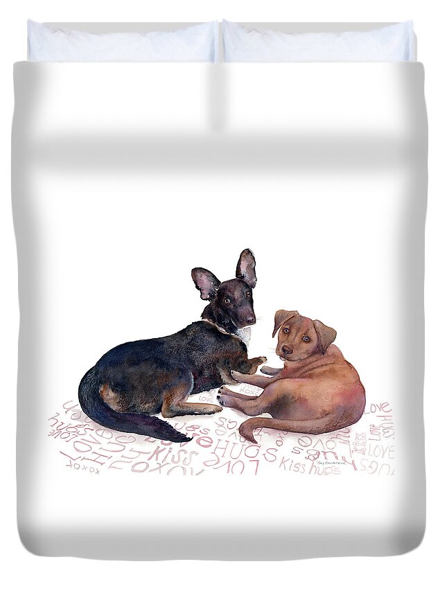 Black Dog Duvet Cover featuring the painting This is a Private Conversation by Amy Kirkpatrick
