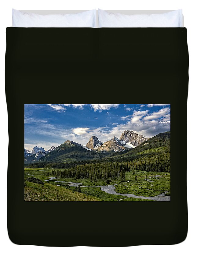 Alberta Duvet Cover featuring the photograph This is Alberta No.27 - Spray Valley Peaks by Paul W Sharpe Aka Wizard of Wonders