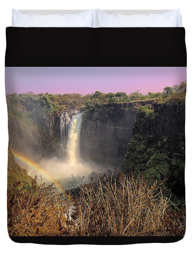 South Africa Duvet Cover featuring the photograph This is Zimbabwe No. 1 - Thundering Victoria Falls by Paul W Sharpe Aka Wizard of Wonders