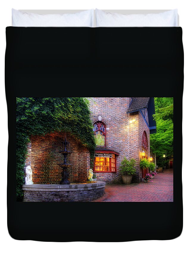 Gatlinburg Duvet Cover featuring the photograph Thomas Kinkade At The Village in Gatlinburg by Greg and Chrystal Mimbs