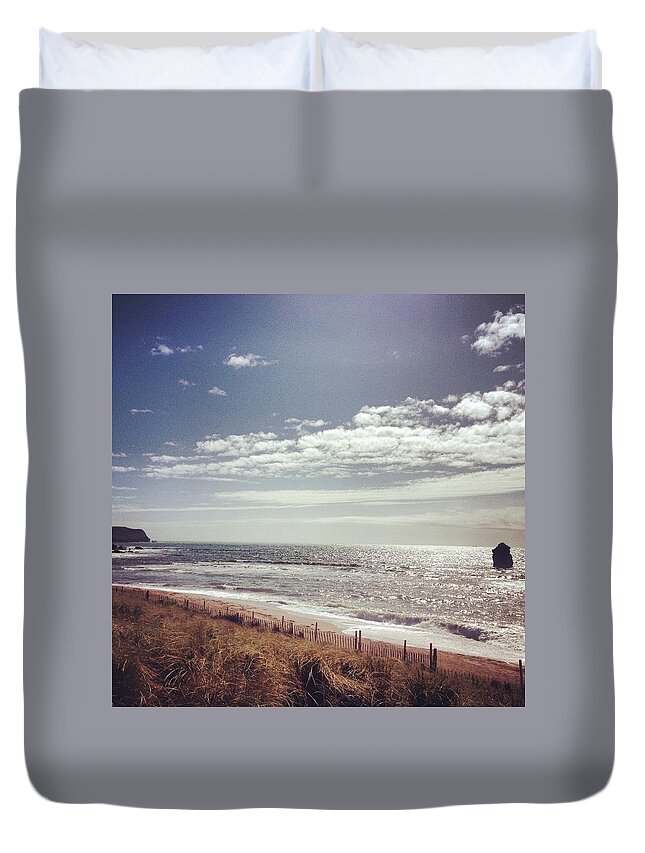 Tranquility Duvet Cover featuring the photograph Thornbury. Devon Beach by Seiphotos