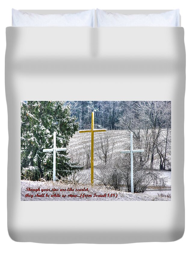 Maryland Duvet Cover featuring the photograph Though Your Sins Are Like Scarlet - They Shall Be White As Snow - from Isaiah 1.18 by Michael Mazaika