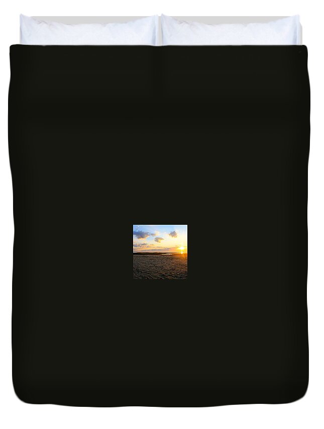 Sunset Duvet Cover featuring the photograph Three Clouds by Justin Connor