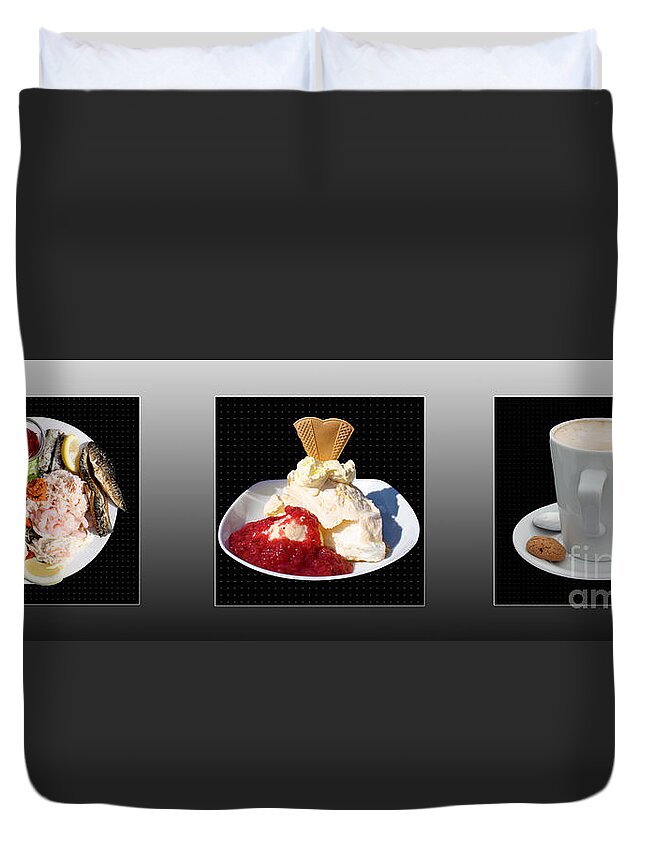 Triptych Duvet Cover featuring the photograph Three Course Meal by Terri Waters