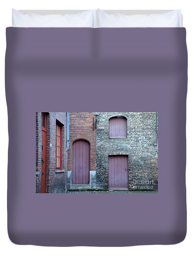 Bruges Duvet Cover featuring the photograph Three doors and two windows Bruges, Belgium by Imran Ahmed