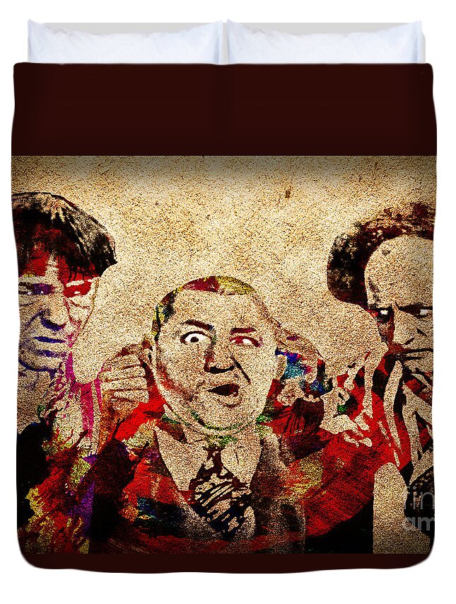 The Three Stooges Duvet Cover featuring the photograph Three Stooges Graffiti by Gary Keesler