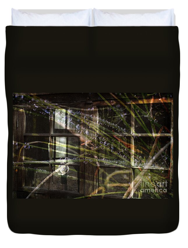 Digital Art Duvet Cover featuring the photograph Through The Glass by Judy Wolinsky