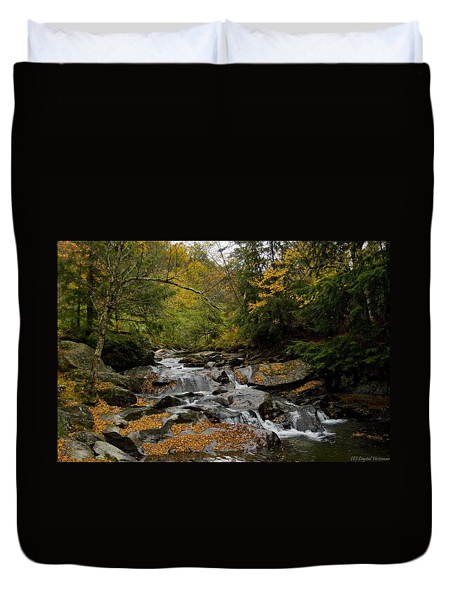 Stream Duvet Cover featuring the photograph Through the woods by Miss Crystal D