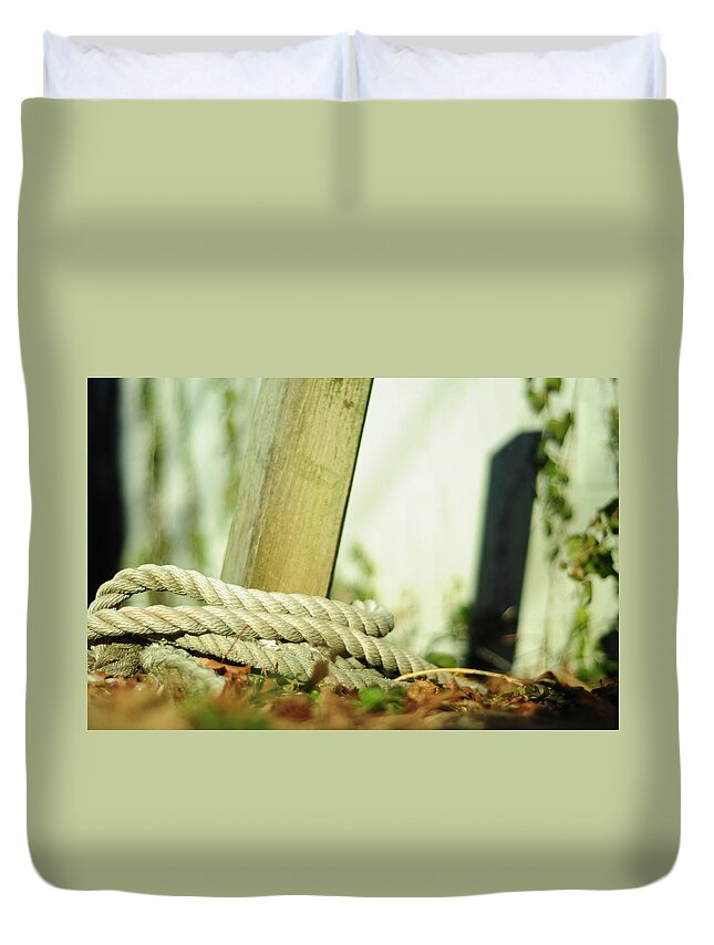 Fence Post Duvet Cover featuring the photograph Ties by Rebecca Sherman