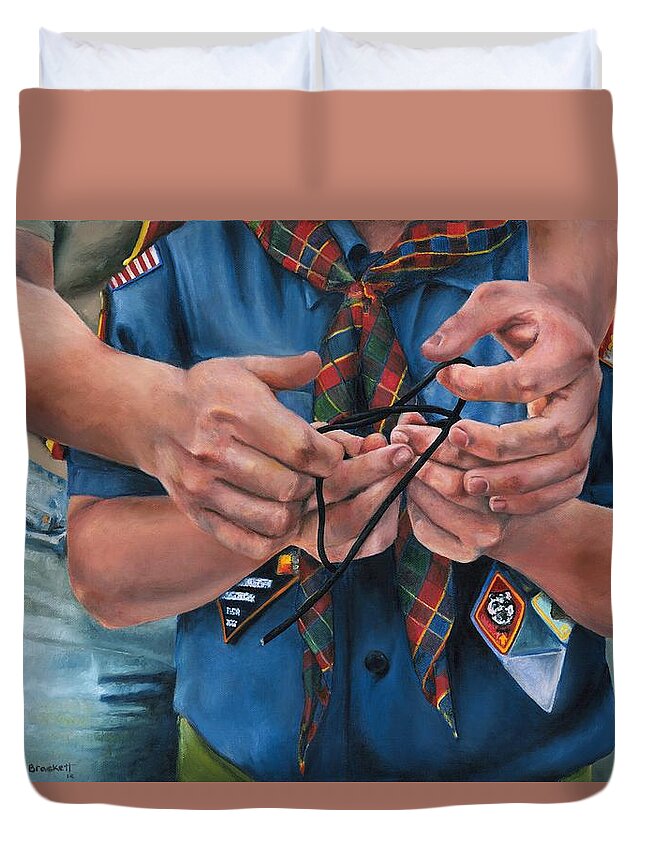 Scout Duvet Cover featuring the painting Ties That Bind by Lori Brackett