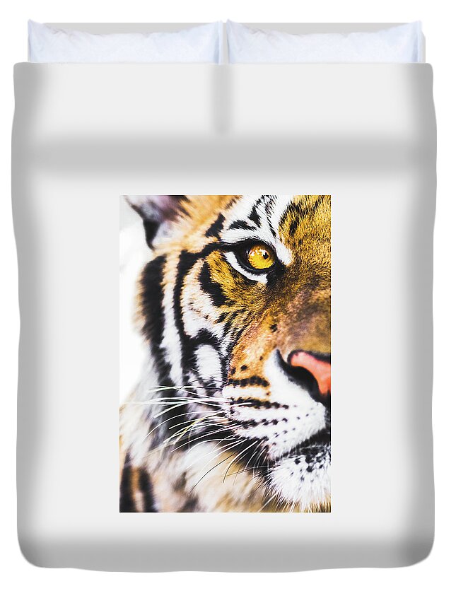 Big Cat Duvet Cover featuring the photograph Tiger by Deimagine