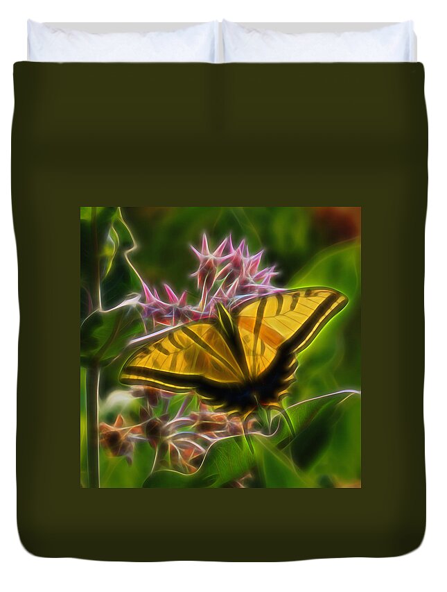 Tiger Swallowtail Butterfly Duvet Cover featuring the digital art Tiger Swallowtail Digital Art by Ernest Echols