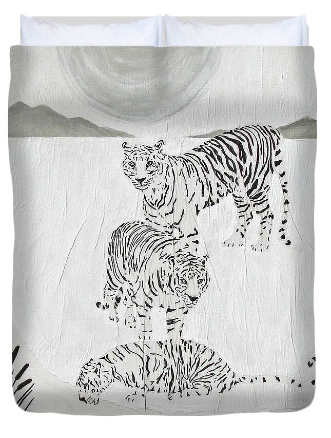 Tiger Duvet Cover featuring the painting Tigers3 by Stephanie Grant