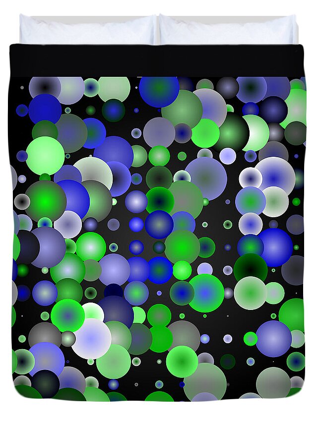 Abstract Digital Algorithm Rithmart Duvet Cover featuring the digital art Tiles.blue-green.2.1 by Gareth Lewis