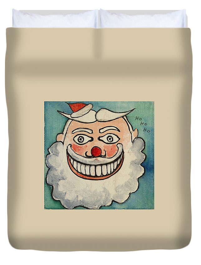 Santa Tillie Duvet Cover featuring the painting Tillie as the Jolly Santa by Patricia Arroyo