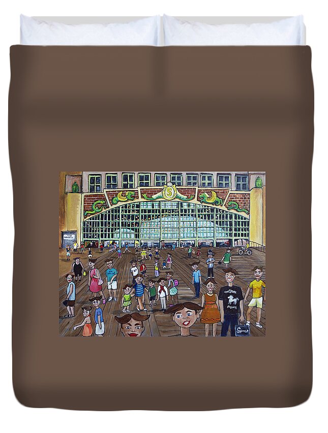 Asbury Park Duvet Cover featuring the painting Tillie is Everyone by Patricia Arroyo