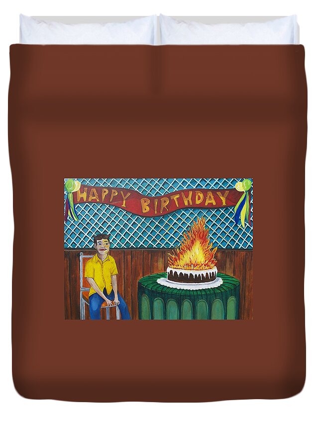 Circus Duvet Cover featuring the painting Tillies Last Birthday Party by Patricia Arroyo