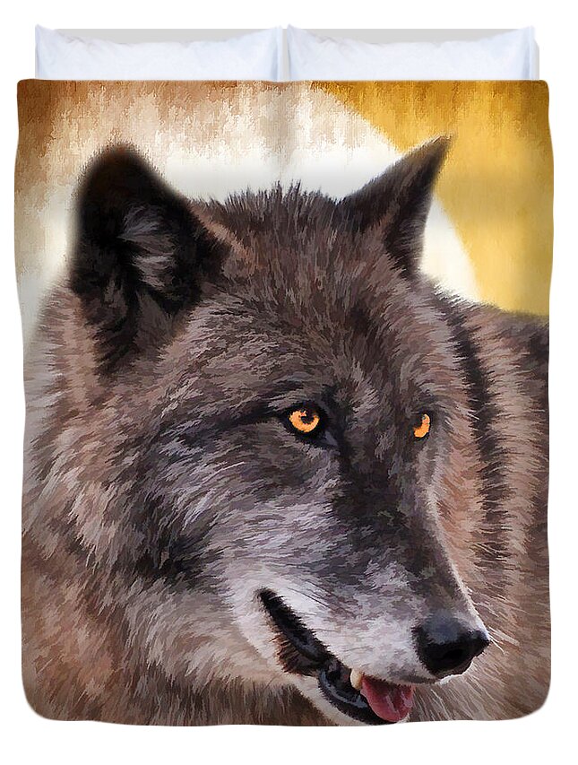 Wolf Duvet Cover featuring the photograph South Carolina Cares by Kathy Baccari